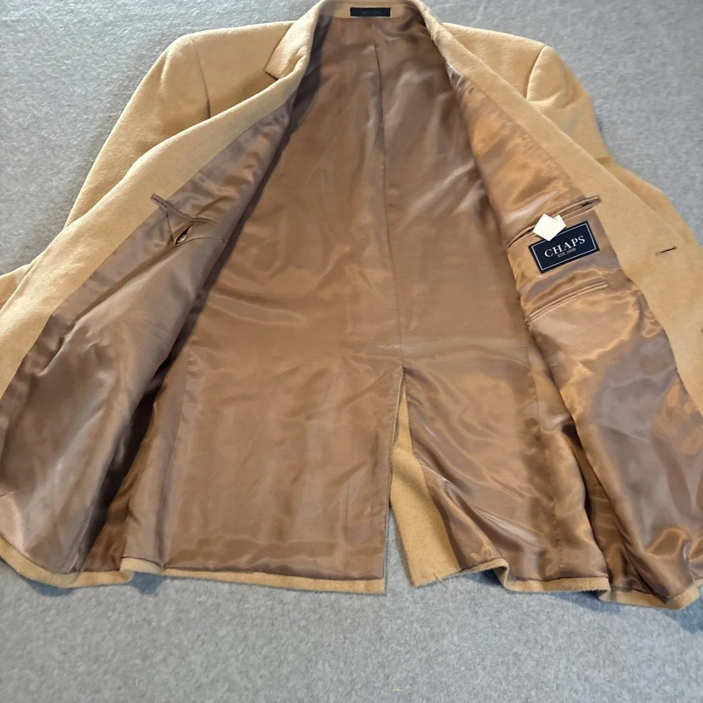 Chaps 100% Camel Hair‎ Beige Blazer Men's 46R RN-69456 Very Good Cond.